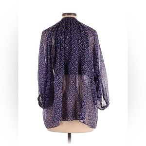 Apiece Apart purple and black sheer silk high neck blouse size M